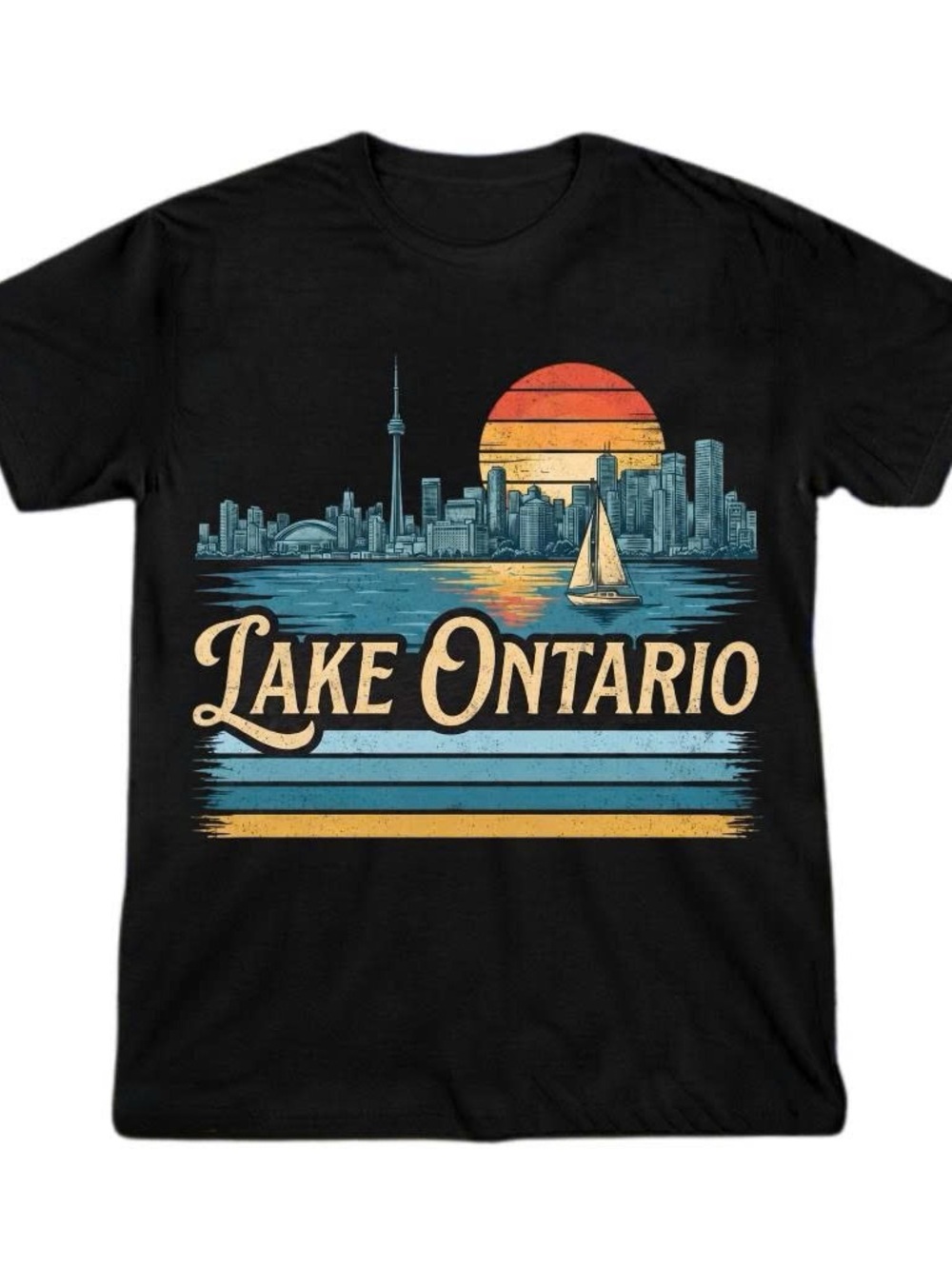 Gildan Shirt Lake Ontario Graphic Tee - Black